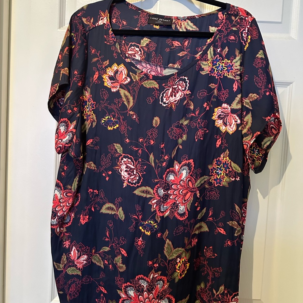 Lane Bryant Navy Floral Blouse